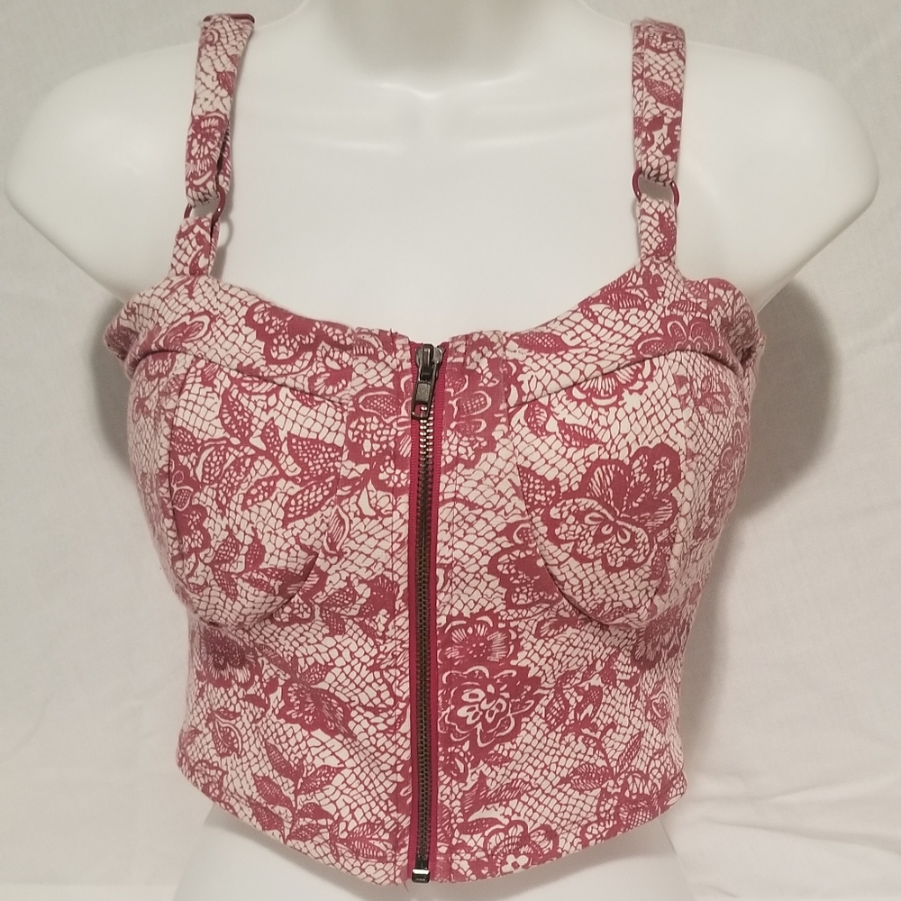 Floral Zip-up Crop Top Tank